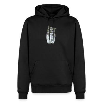 Eule - Männer Premium Bio Hoodie - Schwarz - Vorne - Nico (187cm)