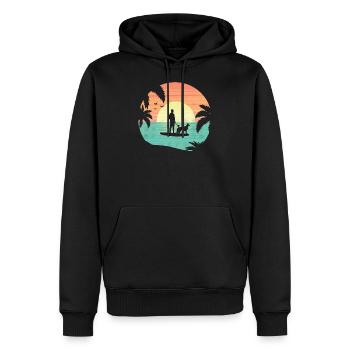 Stand Up Paddling chien SUP mer mer mer cadeau - Sweat à capuche Premium bio Homme - noir - Devant - Nico (187cm)