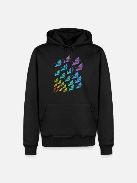 Origami crane Japanese art gift - Men’s Premium Organic Hoodie - black