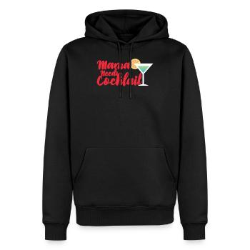 Cocktail Maman a besoin d’un cocktail - Sweat à capuche Premium bio Homme - noir - Devant - Nico (187cm)