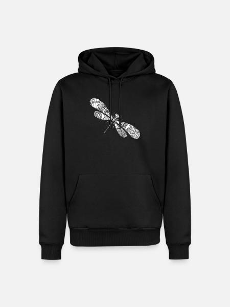 Libelle Libelle Blumenmuster - Männer Premium Bio Hoodie - Schwarz