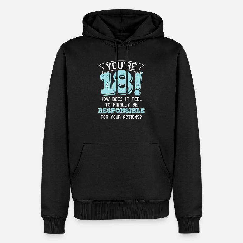 Anniversaire de 18 ans - Sweat à capuche Premium bio Homme - noir
