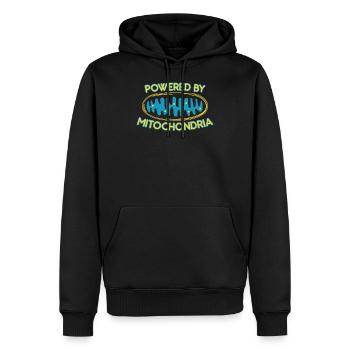 Angetrieben von Mitochondrien - nerdiges und geekiges Geschenk - Männer Premium Bio Hoodie - Schwarz - Vorne - Nico (187cm)