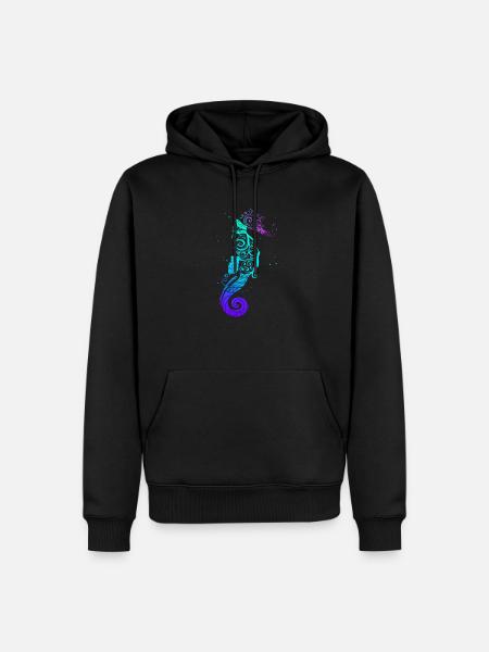 Hippocampe natation mandala océan mer animaux - Sweat à capuche Premium bio Homme - noir