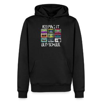 Keeping It Old School 80s 90s Cassette T Shirt Ret - Sweat à capuche Premium bio Homme - noir - Devant - Nico (187cm)