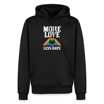 More Love Less Hate, Gay Pride, LGBT Slim Fit - Sweat à capuche Premium bio Homme - noir - Devant - Nico (187cm)