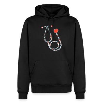 Doctor Nurse Medical Icons Stethoscope - Männer Premium Bio Hoodie - Schwarz - Vorne - Nico (187cm)