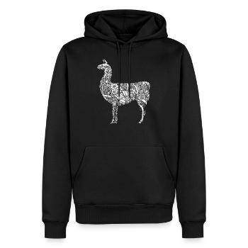 Lama Lama Blumenmuster - Männer Premium Bio Hoodie - Schwarz - Vorne - Nico (187cm)