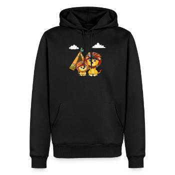 Lion Lion Lion Lions motif avec tente en tant qu'Indien - Sweat à capuche Premium bio Homme - noir - Devant - Nico (187cm)