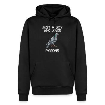 Juste un garçon qui aime les pigeons - Sweat à capuche Premium bio Homme - noir - Devant - Nico (187cm)