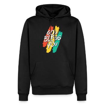 God bless you Gott segne dich - Männer Premium Bio Hoodie - Schwarz - Vorne - Nico (187cm)