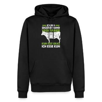 Second Hand Vegetarier Beef-Cuts Anti-Vegan Essen - Männer Premium Bio Hoodie - Schwarz - Vorne - Nico (187cm)