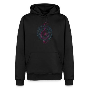Clef music notes musicien musique amour - Sweat à capuche Premium bio Homme - noir - Devant - Nico (187cm)
