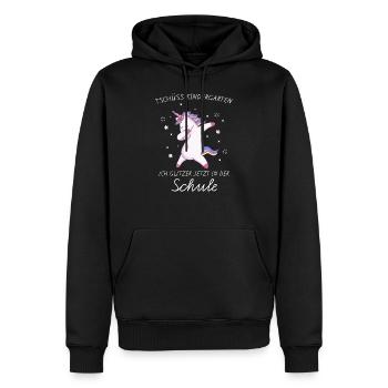 Dabbing Einhorn Geschenk zur Einschulung - Männer Premium Bio Hoodie - Schwarz - Vorne - Nico (187cm)