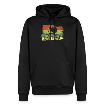 Fahren Sie neuseeländische lustige Kiwi auf einem Fahrrad-Design - Männer Premium Bio Hoodie - Schwarz - Vorne - Nico (187cm)