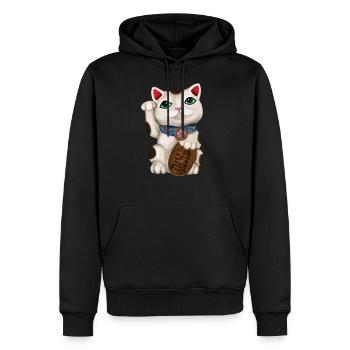 Maneki-neko Beckoning cat - Men’s Premium Organic Hoodie - black - Front - Nico (187cm)