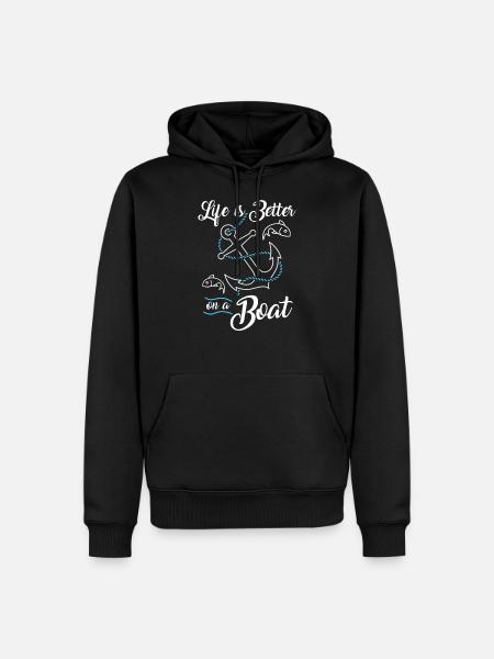 Vintage Life is Better on A Boat Gift design - Mannen Premium Bio hoodie - zwart