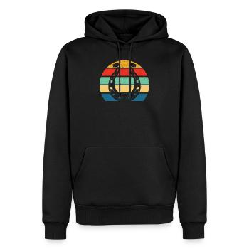 Vintage Hufeisen Shirt - Tupfen Hufeisen Shirt - Männer Premium Bio Hoodie - Schwarz - Vorne - Nico (187cm)