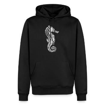 Seepferdchen Seepferdchen Blumenmuster - Männer Premium Bio Hoodie - Schwarz - Vorne - Nico (187cm)