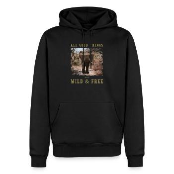 Toutes les bonnes choses sont sauvages et gratuites Elefant Afrika - Sweat à capuche Premium bio Homme - noir - Devant - Nico (187cm)