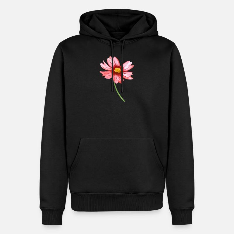 Blume - Männer Premium Bio Hoodie - Schwarz