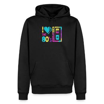 I Love the 80s T-Shirt Retro Eighties 1980s Casset - Men’s Premium Organic Hoodie - black - Front - Nico (187cm)
