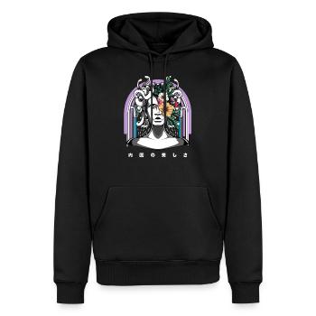Les amateurs de Vaporwave Aesthetic Medusa Otaku Japan - Sweat à capuche Premium bio Homme - noir - Devant - Nico (187cm)