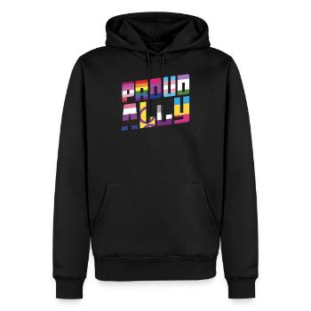 Proud Ally LGBT Gay Flagge Regenbogen Lesbisch - Männer Premium Bio Hoodie - Schwarz - Vorne - Nico (187cm)