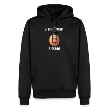 Ei fragt nicht Eiweiß - Männer Premium Bio Hoodie - Schwarz - Vorne - Nico (187cm)