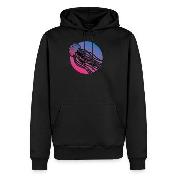 Méduses océan mer créatures - Sweat à capuche Premium bio Homme - noir - Devant - Nico (187cm)