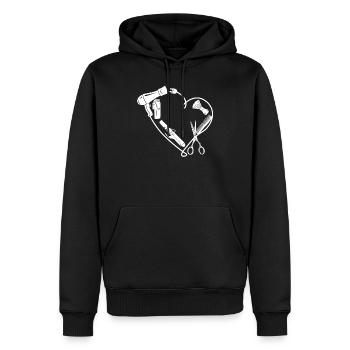 Ciseaux de coiffeur coiffeur peigne comme un coeur - Sweat à capuche Premium bio Homme - noir - Devant - Nico (187cm)
