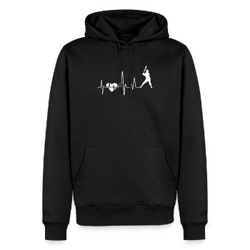 Battement de coeur de baseball de baseball - Sweat à capuche Premium bio Homme - noir - Devant - Nico (187cm)