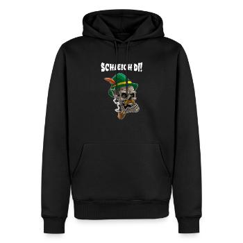 Schleich Di Bayrisch Dialekt Design mit Totenkopf - Männer Premium Bio Hoodie - Schwarz - Vorne - Nico (187cm)
