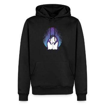 Famille des pingouins - Sweat à capuche Premium bio Homme - noir - Devant - Nico (187cm)
