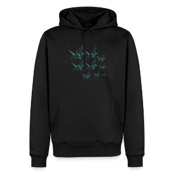 grue en origami grues en origami art japonais - Sweat à capuche Premium bio Homme - noir - Devant - Nico (187cm)