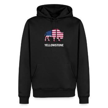 Drapeau américain bison bison de Yellowstone - Sweat à capuche Premium bio Homme - noir - Devant - Nico (187cm)