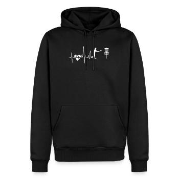 Disc golf Disc golf Heartbeat - Sweat à capuche Premium bio Homme - noir - Devant - Nico (187cm)