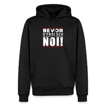 Bevor D Frogsch Noi - Männer Premium Bio Hoodie - Schwarz - Vorne - Nico (187cm)