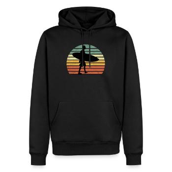 Surfen Surfboard Surfer Wellenreiter Retro - Männer Premium Bio Hoodie - Schwarz - Vorne - Nico (187cm)