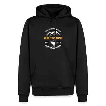 le parc national de Yellowstone - Sweat à capuche Premium bio Homme - noir - Devant - Nico (187cm)