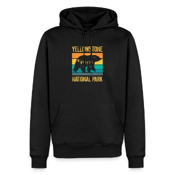 Ours vintage du parc national de Yellowstone - Sweat à capuche Premium bio Homme - noir - Devant - Nico (187cm)