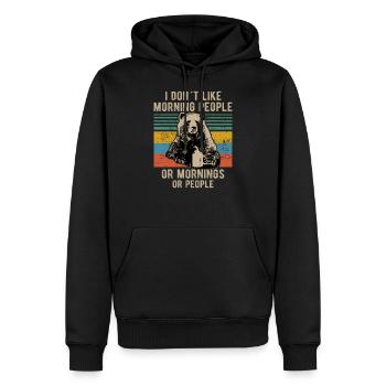 i hate morning people or mornings bear coffee - Men’s Premium Organic Hoodie - black - Front - Nico (187cm)