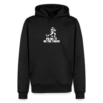Athlétisme - Prouvez-le sur la piste - Sweat à capuche Premium bio Homme - noir - Devant - Nico (187cm)