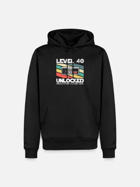 Level 40 Unlocked Video Gamer 40th Birthday Retro - Men’s Premium Organic Hoodie - black