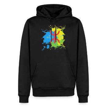 Amazigh Splash Art Design Drapeau amazigh berbère - Sweat à capuche Premium bio Homme - noir - Devant - Nico (187cm)