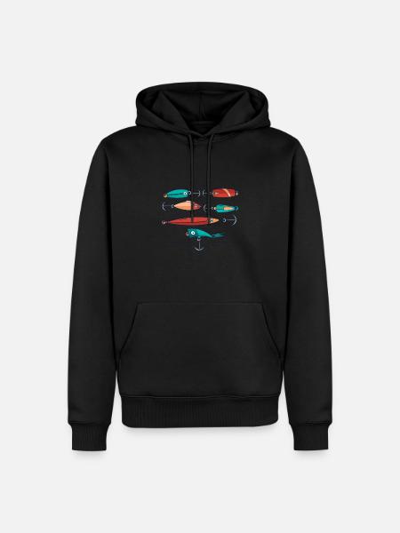 Angelköder verschiedene bunte Fischköder - Männer Premium Bio Hoodie - Schwarz