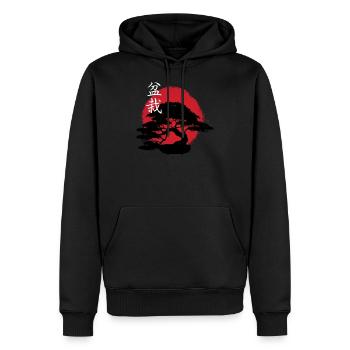 Bonsaï Japon - Sweat à capuche Premium bio Homme - noir - Devant - Nico (187cm)