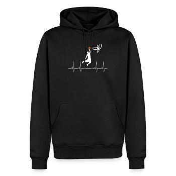 Cadeau de battement de coeur de joueur de basket-ball - Sweat à capuche Premium bio Homme - noir - Devant - Nico (187cm)