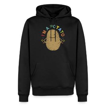I Am A Potato design, design French Fry, pomme de terre - Sweat à capuche Premium bio Homme - noir - Devant - Nico (187cm)