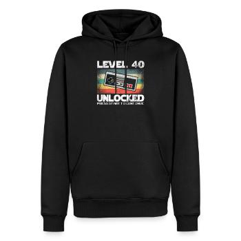 Level 40 Unlocked Video Gamer 40th Birthday Retro - Men’s Premium Organic Hoodie - black - Front - Nico (187cm)